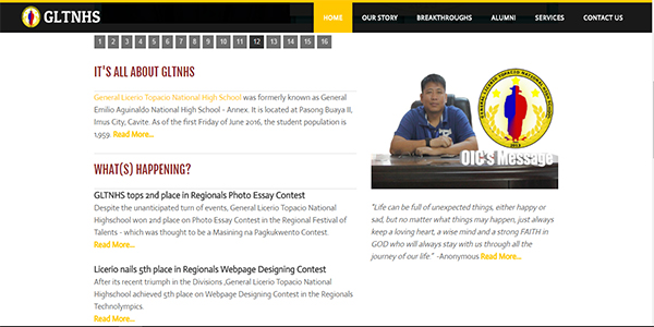 One of the school websites of the Schools Division of Imus City